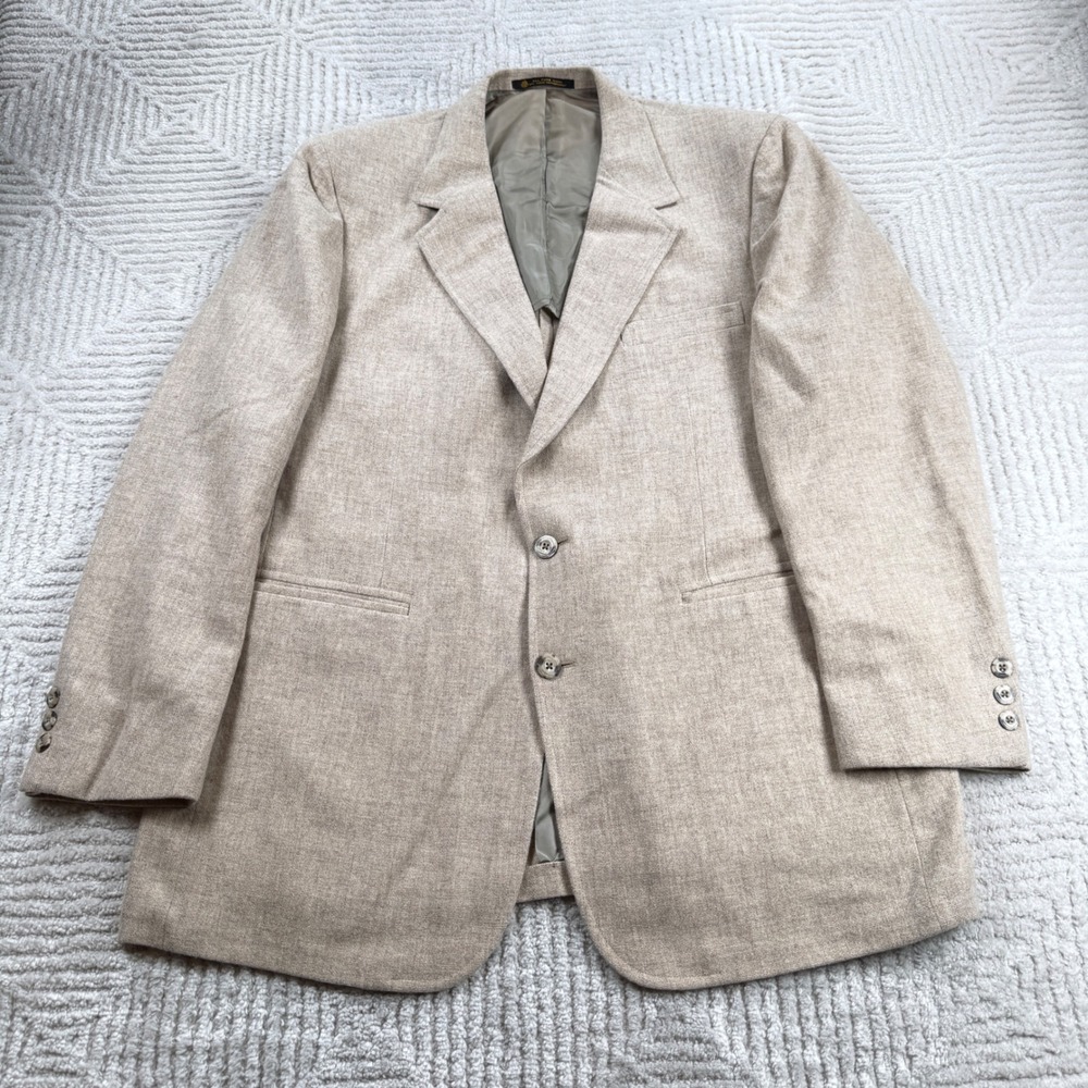 Hoxton Blazer Men 46R Tan Pure Wool VTG 60s British Fabric Academic Professor